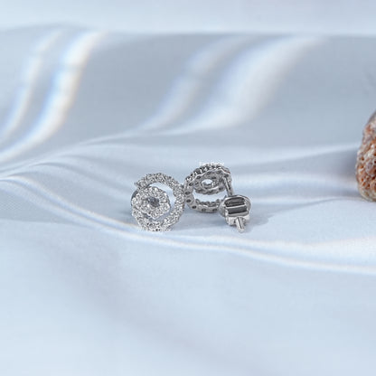 Round Diamond Spiral Stud Earrings