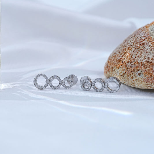 Open Circle Round Diamond Dangle Earrings