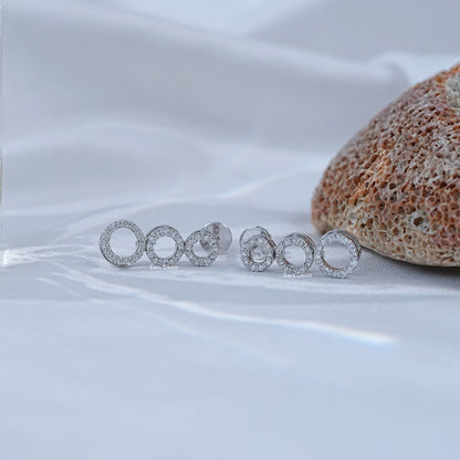 Open Circle Round Diamond Dangle Earrings