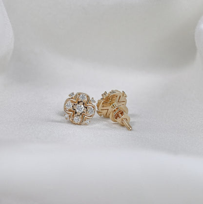 Round Lab Diamond Cluster Stud Earrings