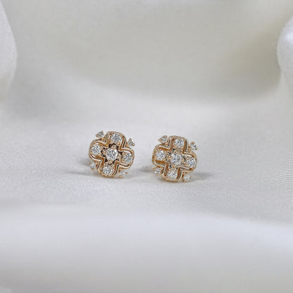 Round Lab Diamond Cluster Stud Earrings