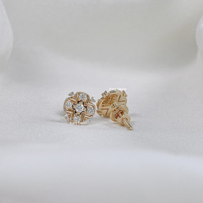 Round Lab Diamond Cluster Stud Earrings