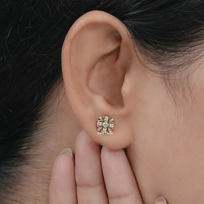 Round Lab Diamond Cluster Stud Earrings