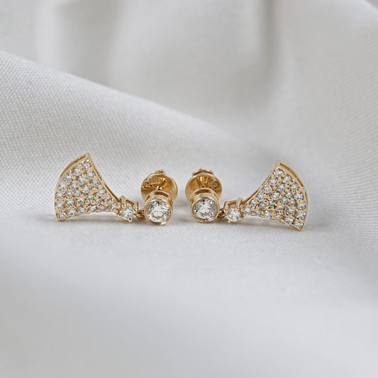 Round Diamond Dangle Drop Pave Set Earrings
