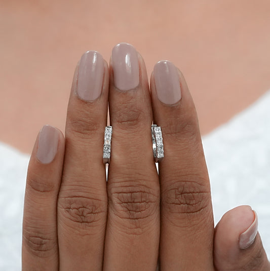 Round Cut Lab Diamond Huggie Hoop Earrings