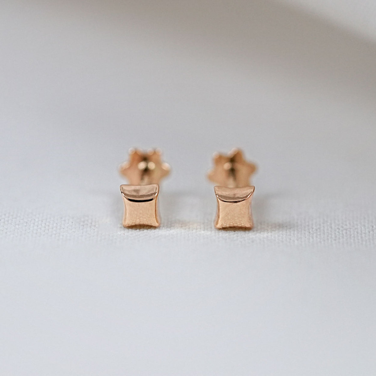 Plain Solid Gold Dainty Stud Earrings