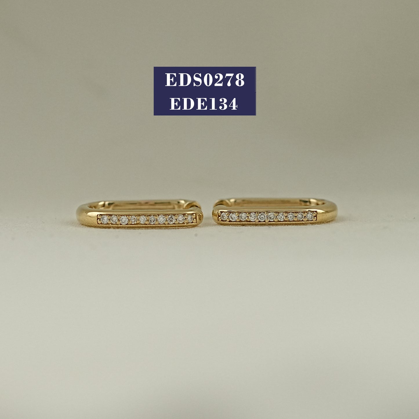 Round Diamond U Shape Hoop Earrings