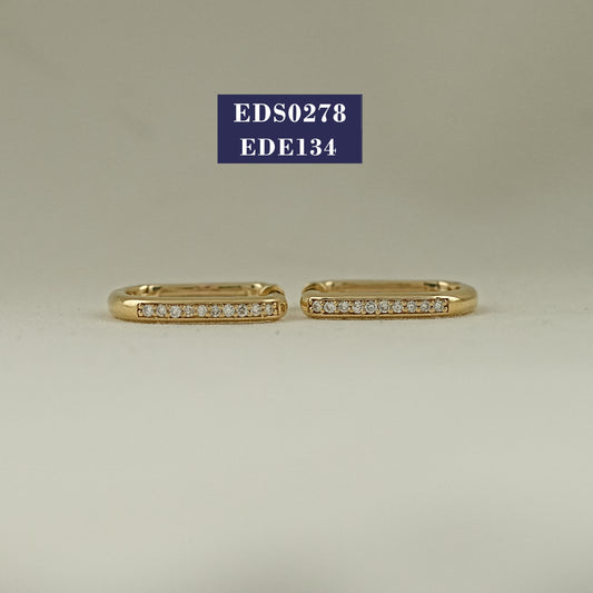 Round Diamond U Shape Hoop Earrings