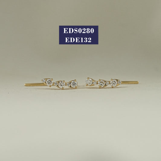 Round Cut Lab Diamond Ear Crawlers Earrings