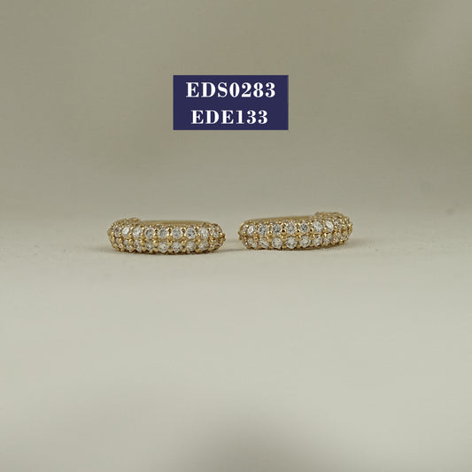 Round Diamond Pave Set Hoop Earrings