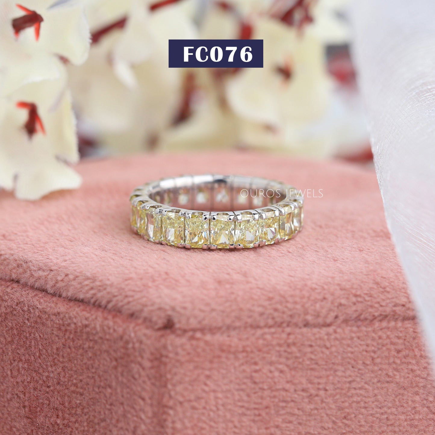 Yellow Radiant  Cut Eternity  Wedding Band