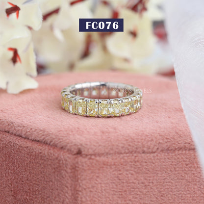 Yellow Radiant  Cut Eternity  Wedding Band