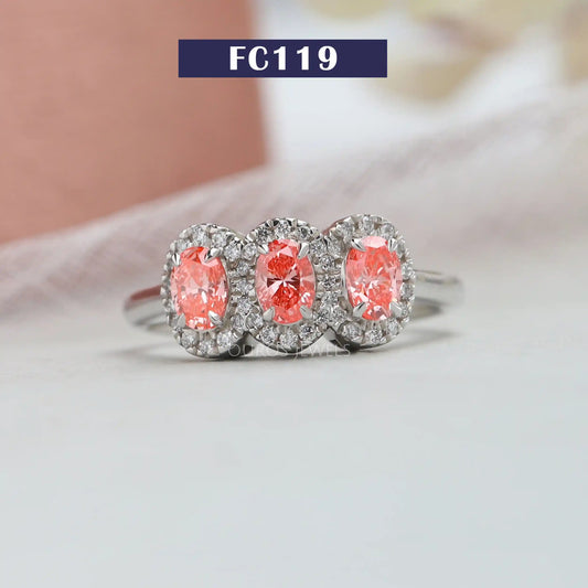 Pink Oval Halo Engagement Ring