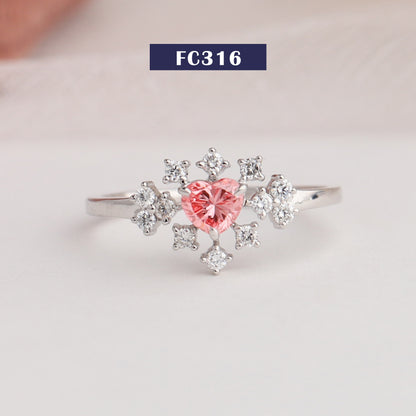 Pink Heart Cut Diamond Cluster Ring