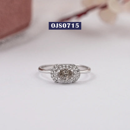 Fancy Olive Oval Cut Halo Diamond Ring