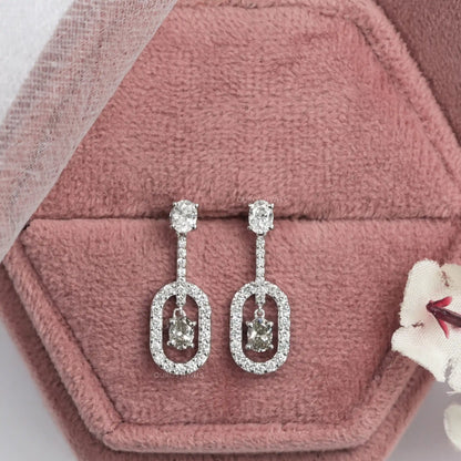 Olive Oval Cut Lab Diamond Drop Dangle Earring