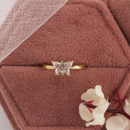 Fancy Pink Butterfly Cut Solitaire Diamond Engagement Ring