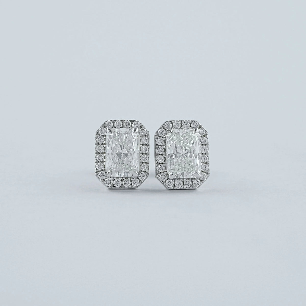 Radiant Lab Diamond Halo Stud Earrings