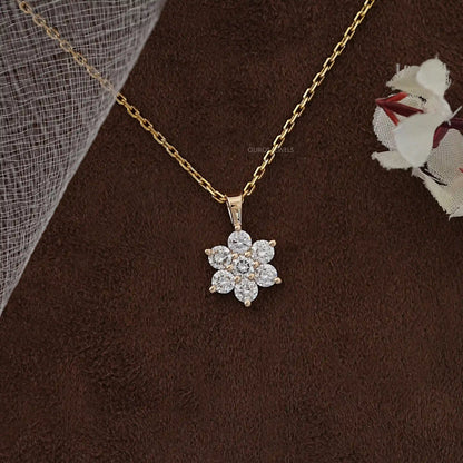 Yellow Gold Round Cut Women Pendant