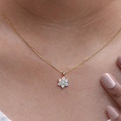 Yellow Gold Round Cut Women Pendant