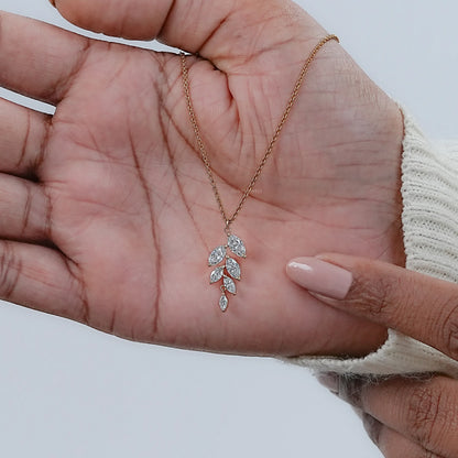 Marquise Lab Diamond Leaf Pendant