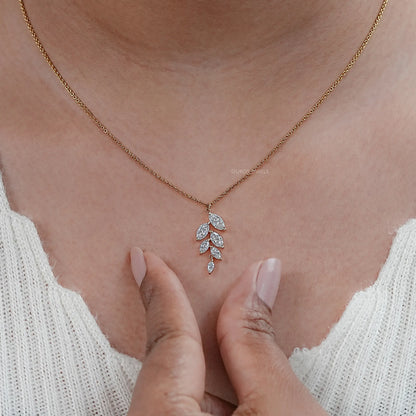 Marquise Lab Diamond Leaf Pendant