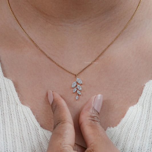Marquise Lab Diamond Leaf Pendant