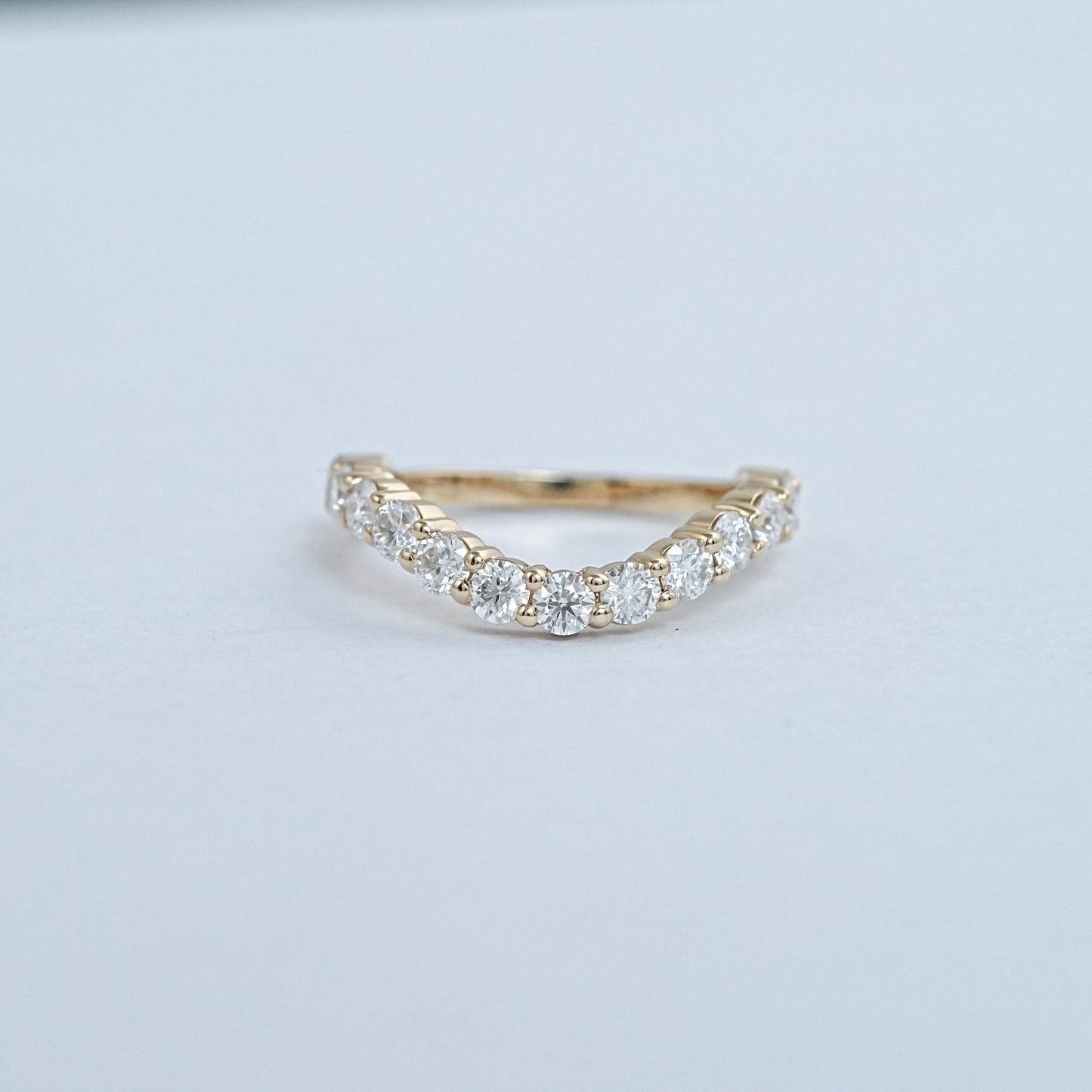 Round Cut Curved Half Eternity Wedding Band