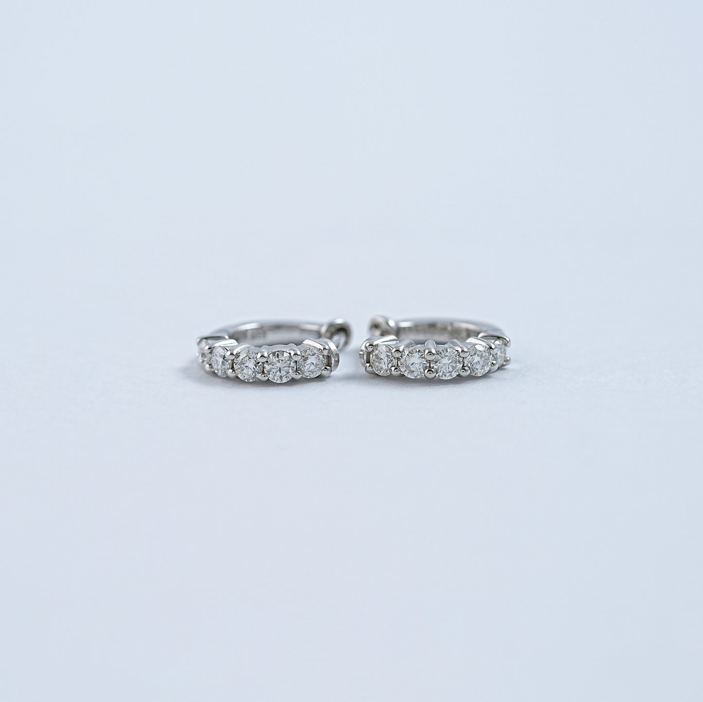 Round Cut Lab Diamond Huggies Hoop Earring