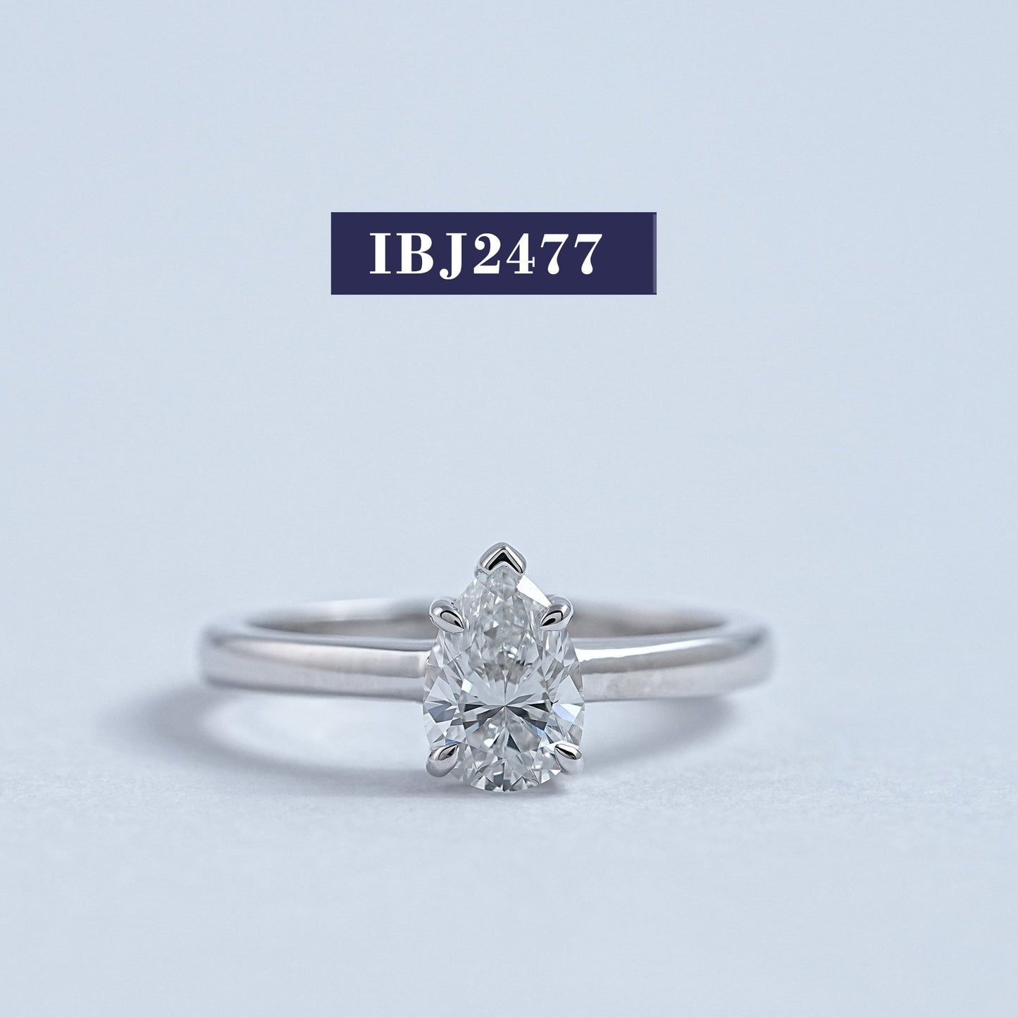 Pear Cut Lab Diamond Solitaire Engagement Ring