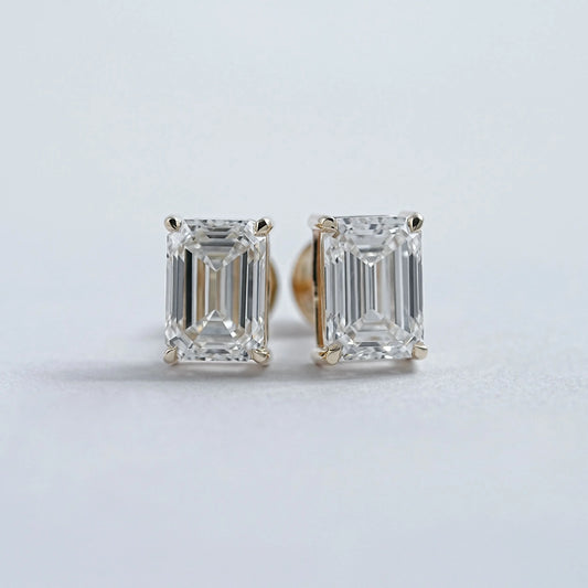 Emerald Lab Diamond Stud Earrings