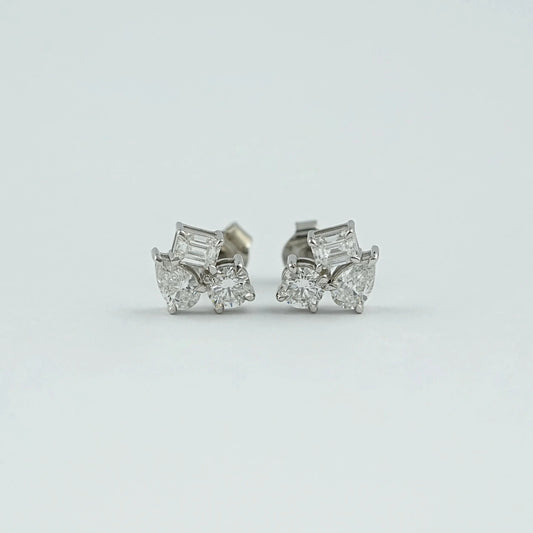 Multi Lab Diamnd Trilogy Stud Earrings