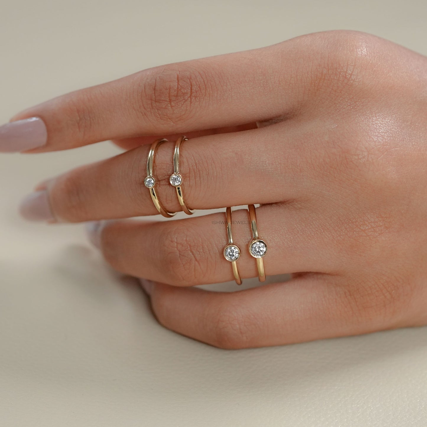 Round Bezel Set  Solitaire  Ring