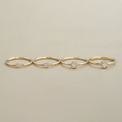 Round Bezel Set  Solitaire  Ring