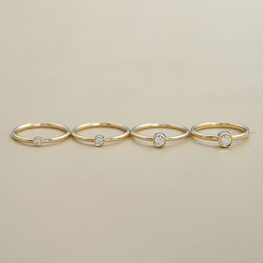 Round Bezel Set  Solitaire  Ring