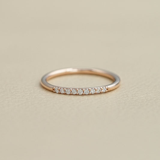 Round Diamond Dainty Wedding Band