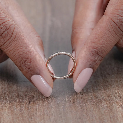 Round Diamond Dainty Wedding Band