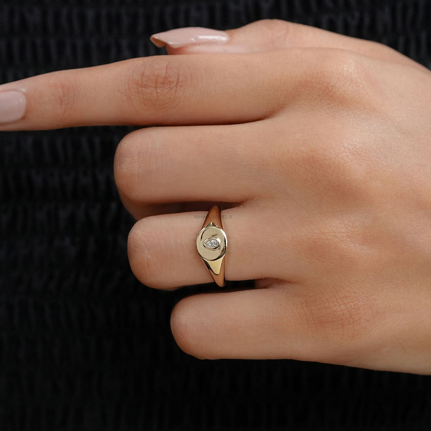 Yellow Pear Cut Bezel Set Ring