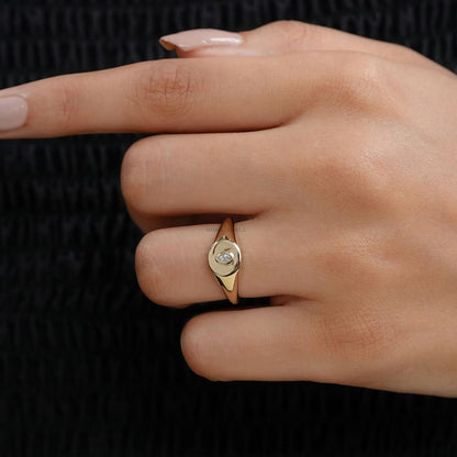 Yellow Pear Cut Bezel Set Ring