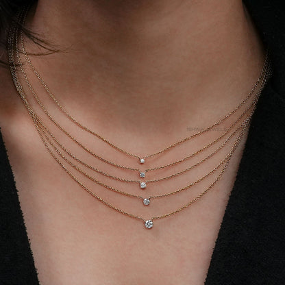 Round Cut Solitaire Diamond Necklace