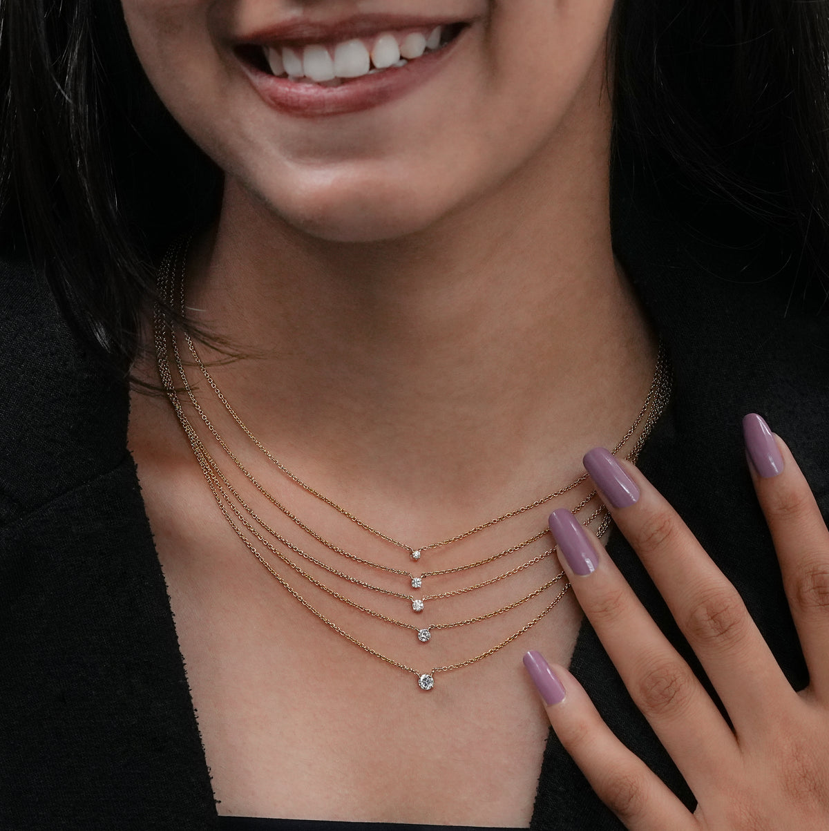 Lab Diamond Round Solitaire Necklace