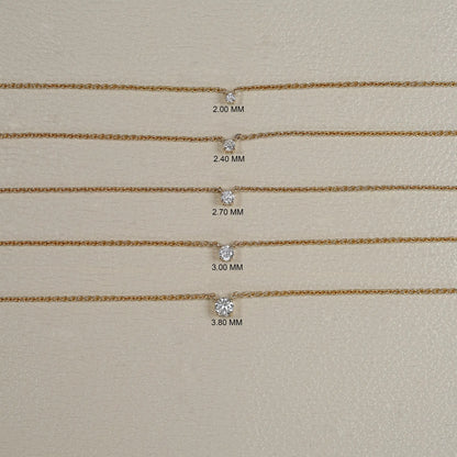Yellow Gold Round Cut Solitaire Necklace