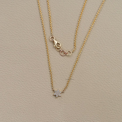 Round Lab Diamond Star Shape Necklace