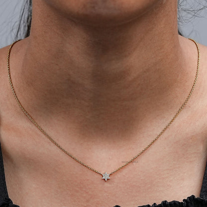 Round Lab Diamond Star Shape Necklace