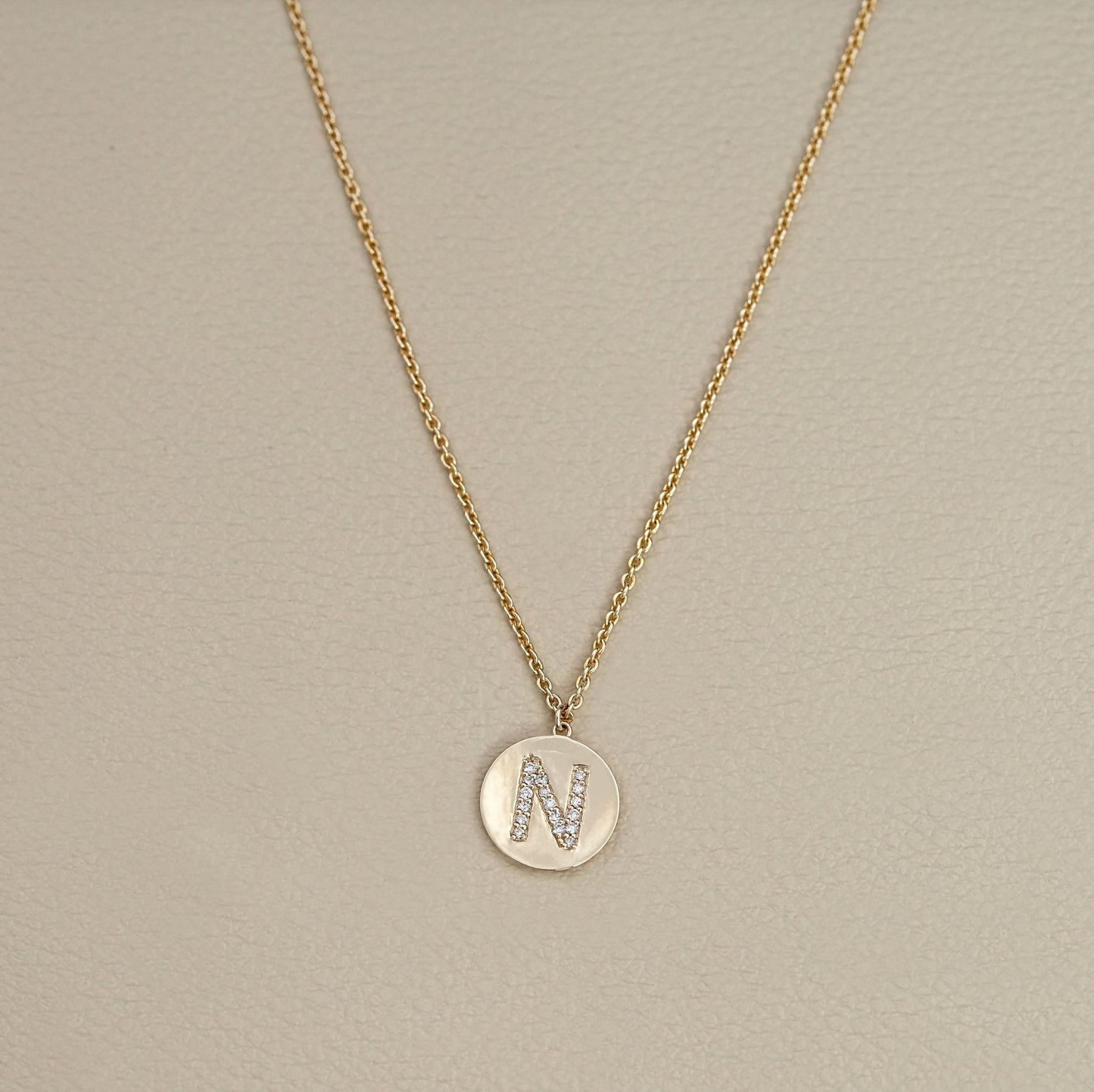 Round Diamond Initial Necklace