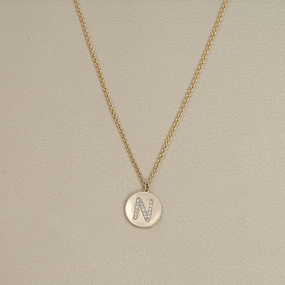 Round Diamond Initial Necklace