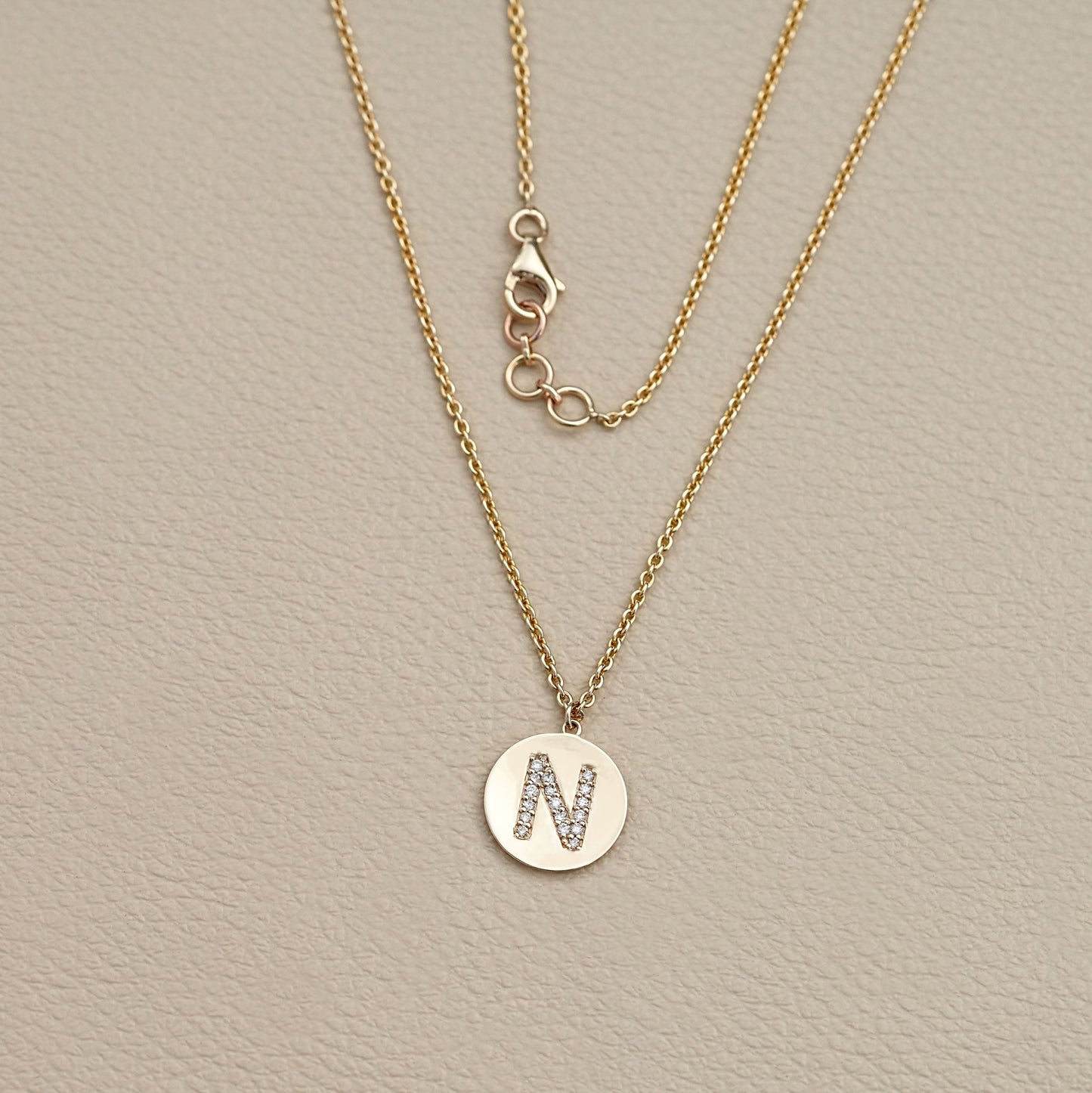 Round Diamond Initial Necklace