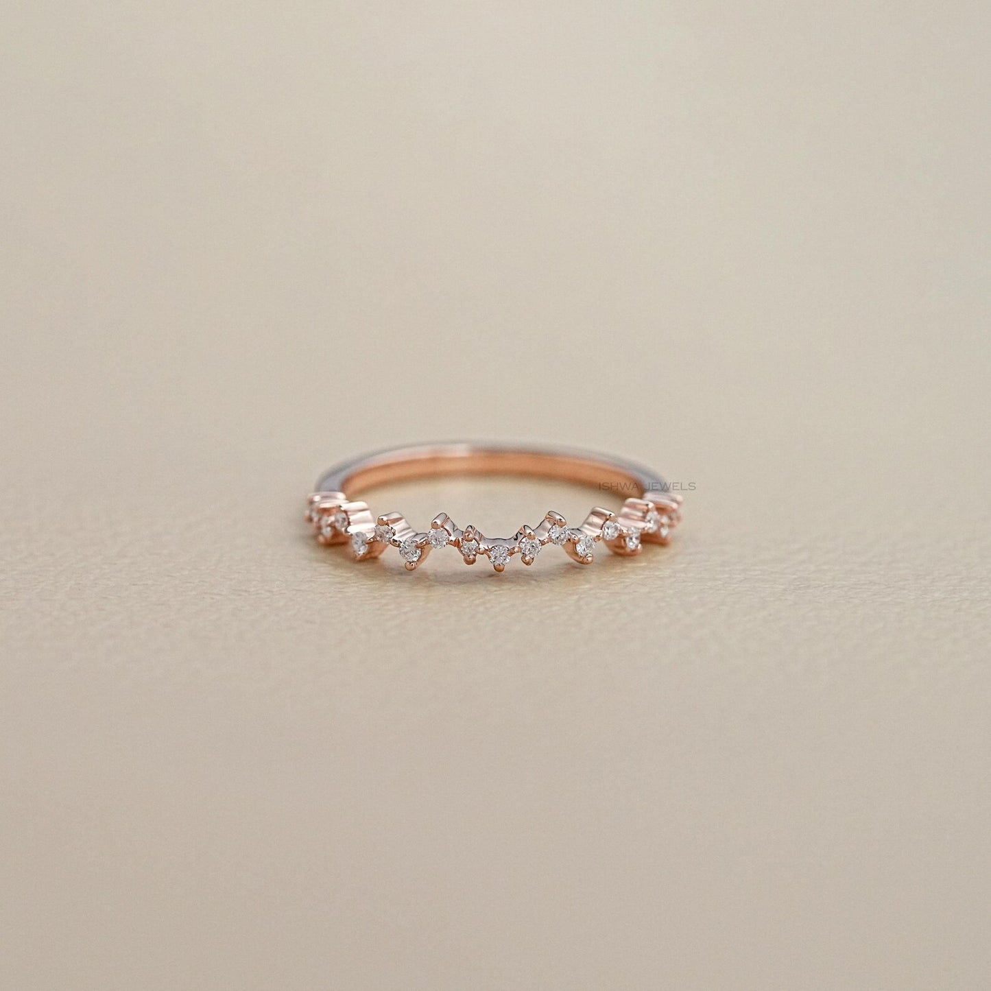 Round Cut Unique Style Half Eternity Band