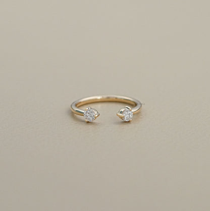 Round Lab Diamond Open Cuff Ring