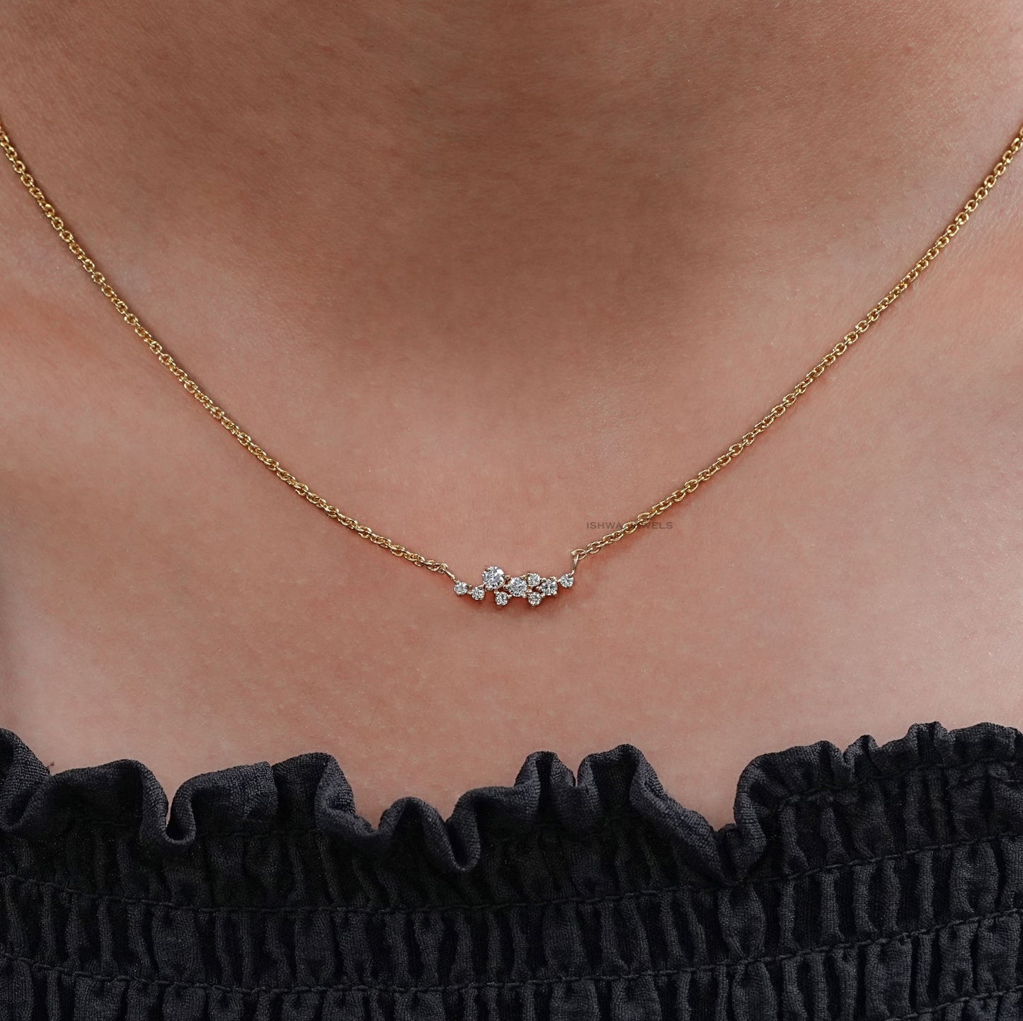 Round Diamond Cluster Set Necklace